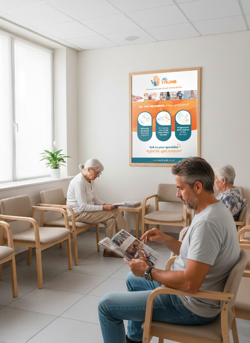 Patienten im hellen Wartezimmer einer Arztpraxis